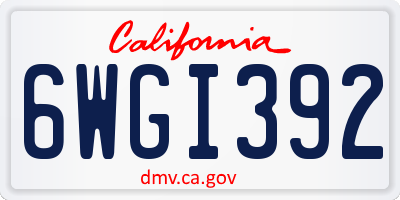 CA license plate 6WGI392