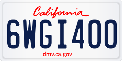 CA license plate 6WGI400