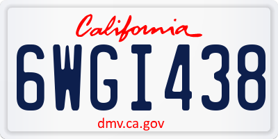 CA license plate 6WGI438