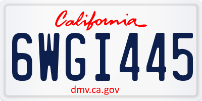 CA license plate 6WGI445