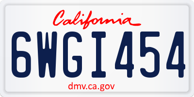CA license plate 6WGI454