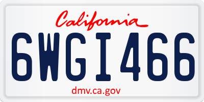 CA license plate 6WGI466