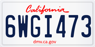 CA license plate 6WGI473