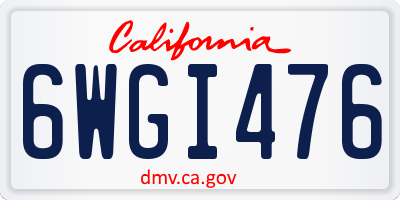 CA license plate 6WGI476