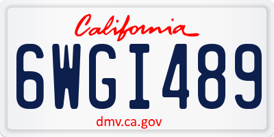CA license plate 6WGI489