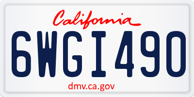 CA license plate 6WGI490