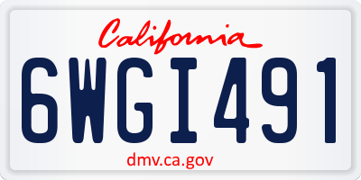 CA license plate 6WGI491