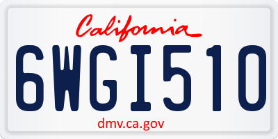 CA license plate 6WGI510