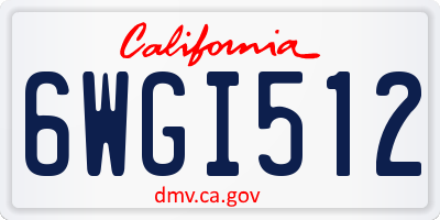 CA license plate 6WGI512