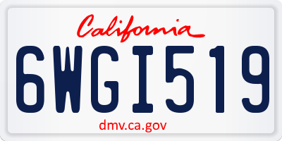 CA license plate 6WGI519