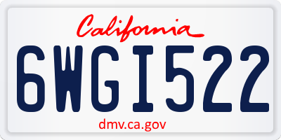 CA license plate 6WGI522