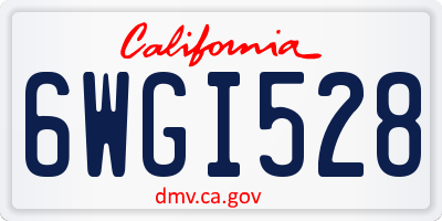 CA license plate 6WGI528