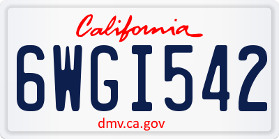 CA license plate 6WGI542