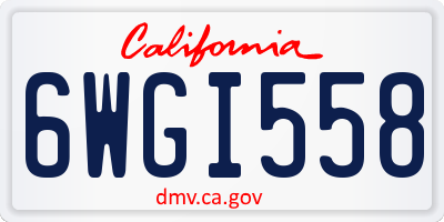 CA license plate 6WGI558