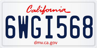 CA license plate 6WGI568