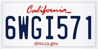 CA license plate 6WGI571