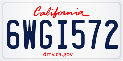CA license plate 6WGI572