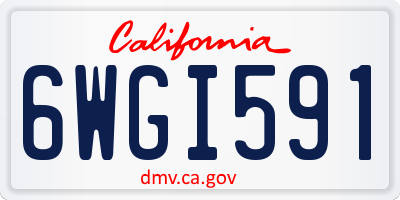 CA license plate 6WGI591