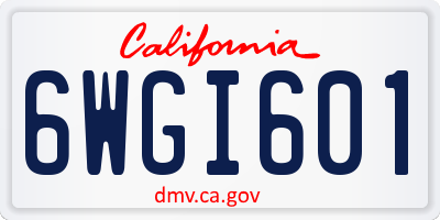 CA license plate 6WGI601