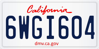 CA license plate 6WGI604