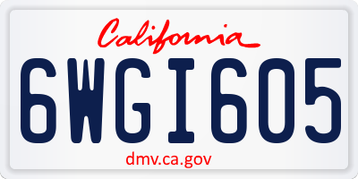CA license plate 6WGI605