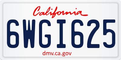 CA license plate 6WGI625