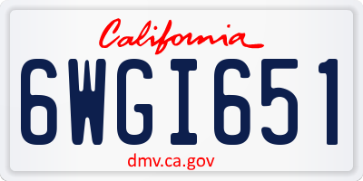 CA license plate 6WGI651