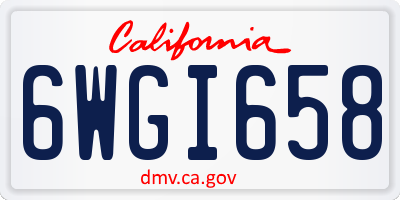 CA license plate 6WGI658