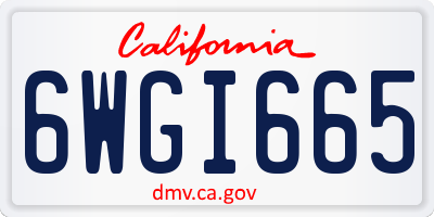 CA license plate 6WGI665
