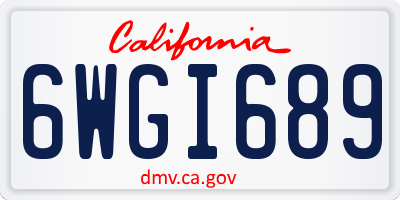 CA license plate 6WGI689
