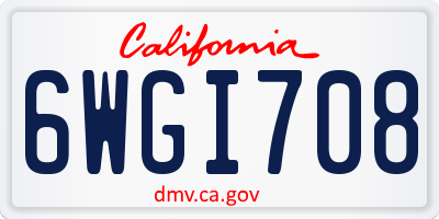 CA license plate 6WGI708