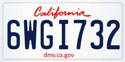 CA license plate 6WGI732
