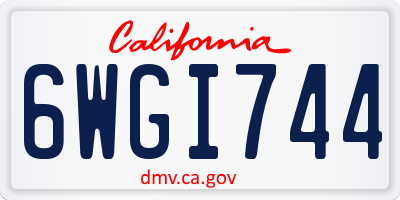 CA license plate 6WGI744