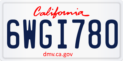 CA license plate 6WGI780