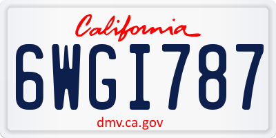 CA license plate 6WGI787