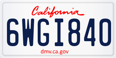 CA license plate 6WGI840