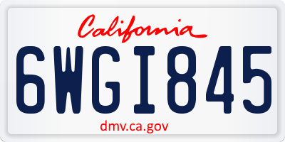 CA license plate 6WGI845