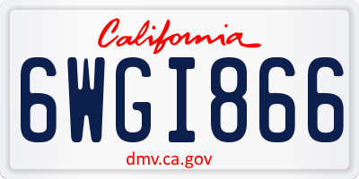 CA license plate 6WGI866