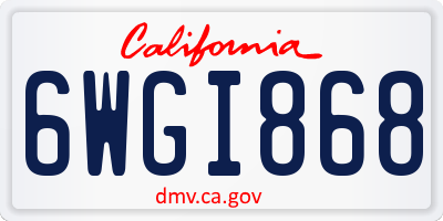 CA license plate 6WGI868