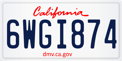 CA license plate 6WGI874