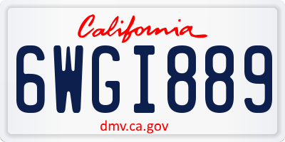 CA license plate 6WGI889