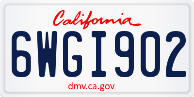 CA license plate 6WGI902
