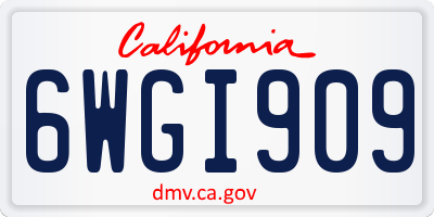 CA license plate 6WGI909