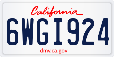 CA license plate 6WGI924