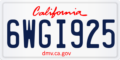 CA license plate 6WGI925