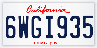 CA license plate 6WGI935