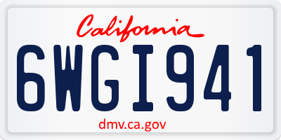 CA license plate 6WGI941