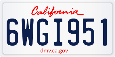 CA license plate 6WGI951