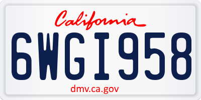 CA license plate 6WGI958