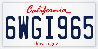 CA license plate 6WGI965